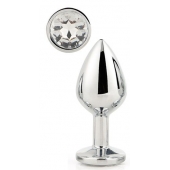 Серебристая анальная втулка с прозрачным кристаллом - 7,1 см. - Dream Toys - купить с доставкой в Волгограде
