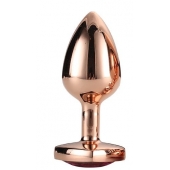 Золотистая анальная втулка с кристаллом-сердечком розового цвета - 7,1 см. - Dream Toys - купить с доставкой в Волгограде