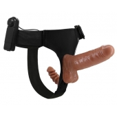 Страпон с вагинальной пробкой и вибрацией Ultra Passionate Harness - 16 см. - Baile - купить с доставкой в Волгограде