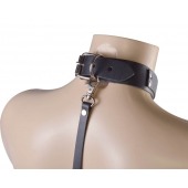 Черный ошейник с металлическими зажимами на соски и поводком - Sitabella - купить с доставкой в Волгограде