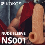 Телесная открытая насадка-реалистик с подхватом мошонки Nude Sleeve L - 14 см. - KOKOS - в Волгограде купить с доставкой