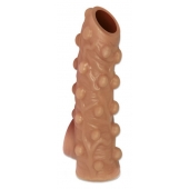 Телесная насадка с бугорками и открытой головкой Nude Sleeve M - 12 см. - KOKOS - в Волгограде купить с доставкой