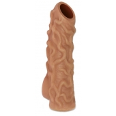 Телесная насадка с венками и открытой головкой Nude Sleeve L - 14 см. - KOKOS - в Волгограде купить с доставкой