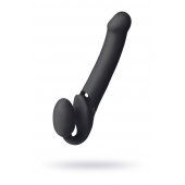 Черный безремневой вибрострапон Vibrating Bendable Strap-On L - Strap-on-me - купить с доставкой в Волгограде
