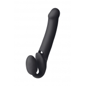 Черный безремневой вибрострапон Vibrating Bendable Strap-On L - Strap-on-me - купить с доставкой в Волгограде