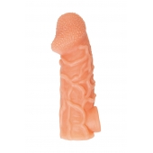 Телесная закрытая насадка с венками Cock Sleeve Size L - 17,6 см. - KOKOS - в Волгограде купить с доставкой