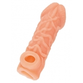 Телесная закрытая насадка с венками Cock Sleeve Size L - 17,6 см. - KOKOS - в Волгограде купить с доставкой