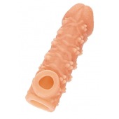 Телесная закрытая насадка с пучками шишечек Cock Sleeve Size L - 17,6 см. - KOKOS - в Волгограде купить с доставкой