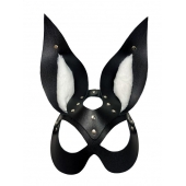 Черная маска зайки с белым мехом на ушках Miss Bunny - БДСМ Арсенал - купить с доставкой в Волгограде