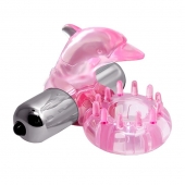 Розовое виброкольцо-дельфин с шипами - Baile - в Волгограде купить с доставкой