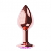 Пробка цвета розового золота с лиловым кристаллом Diamond Quartz Shine L - 8,3 см. - Lola Games - купить с доставкой в Волгограде