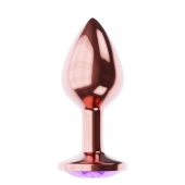 Пробка цвета розового золота с фиолетовым кристаллом Diamond Amethyst Shine L - 8,3 см. - Lola Games - купить с доставкой в Волгограде