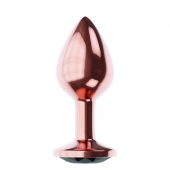 Пробка цвета розового золота с черным кристаллом Diamond Jet Shine L - 8,3 см. - Lola Games - купить с доставкой в Волгограде