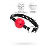 Красный кляп-шар на черных ремешках - ToyFa - купить с доставкой в Волгограде