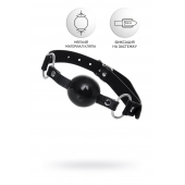 Черный кляп-шар на кожаных ремешках Anonymo - ToyFa - купить с доставкой в Волгограде