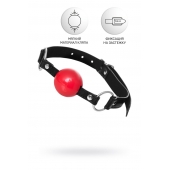 Красный кляп-шар на черных ремешках Anonymo - ToyFa - купить с доставкой в Волгограде