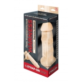 Поясной фаллоимитатор с мошонкой телесного цвета - 18 см. - LOVETOY (А-Полимер) - купить с доставкой в Волгограде