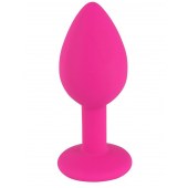 Розовая малая силиконовая пробка с прозрачным кристаллом - Свободный ассортимент