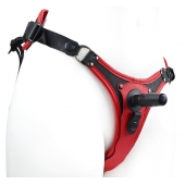 Красно-черный женский пояс с 2 способами крепления насадок - LOVETOY (А-Полимер) - купить с доставкой в Волгограде