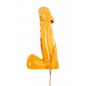 Оранжевый леденец в форме пениса со вкусом аморетто - Sosuчki - купить с доставкой в Волгограде