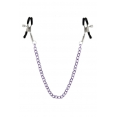 Зажимы для сосков с фиолетовой цепочкой Sweet Caress Nipple Chain - Sweet Caress - купить с доставкой в Волгограде