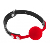 Красный кляп-шарик на черных ремешках - Fetish Tentation - купить с доставкой в Волгограде