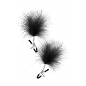 Зажимы на соски с черными пуховыми кисточками Sweet Caress Feather Nipple Clumps - Sweet Caress - купить с доставкой в Волгограде