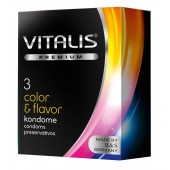 Цветные ароматизированные презервативы VITALIS PREMIUM color   flavor - 3 шт. - Vitalis - купить с доставкой в Волгограде