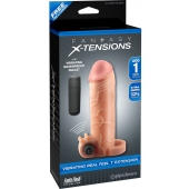 Телесная вибронасадка с кольцом  Vibrating Real Feel 1 Extension - 14 см. - Pipedream - в Волгограде купить с доставкой