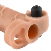 Телесная вибронасадка с кольцом Vibrating Real Feel 2 Extension - 16 см. - Pipedream - в Волгограде купить с доставкой