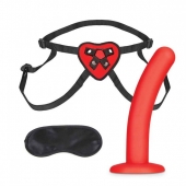 Красный поясной фаллоимитатор Red Heart Strap on Harness   5in Dildo Set - 12,25 см. - Lux Fetish - купить с доставкой в Волгограде