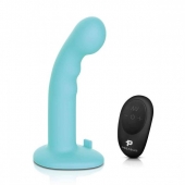 Голубая изогнутая насадка 6in Remote Control Ripple P-Spot G-Spot на черных трусиках - 16 см. - Pegasus - купить с доставкой в Волгограде