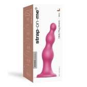 Розовая насадка Strap-On-Me Dildo Plug Beads size L - Strap-on-me - купить с доставкой в Волгограде