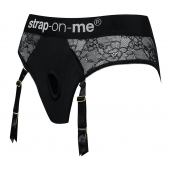 Черные трусики для насадок Diva Lingerie Harness - size S - Strap-on-me - купить с доставкой в Волгограде