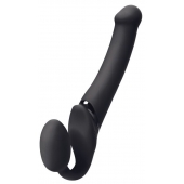 Черный безремневой вибрострапон Silicone Bendable Strap-On - size XL - Strap-on-me - купить с доставкой в Волгограде