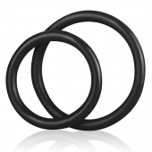 Набор из двух черных силиконовых колец разного диаметра SILICONE COCK RING SET - BlueLine - в Волгограде купить с доставкой