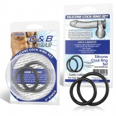 Набор из двух черных силиконовых колец разного диаметра SILICONE COCK RING SET - BlueLine - в Волгограде купить с доставкой