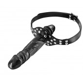 Черный кляп-фаллоимитатор Double Penis Gag - Fetish Tentation - купить с доставкой в Волгограде