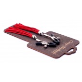 Металлические зажимы на соски с красными замшевыми кисточками - Crazy Handmade - купить с доставкой в Волгограде