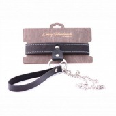 Узкий однослойный ошейник с поводком - Crazy Handmade - купить с доставкой в Волгограде