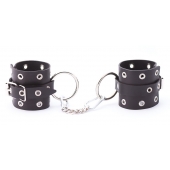 Черные кожаные наручники с люверсами - Crazy Handmade - купить с доставкой в Волгограде