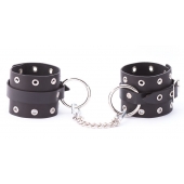 Черные кожаные оковы с люверсами - Crazy Handmade - купить с доставкой в Волгограде