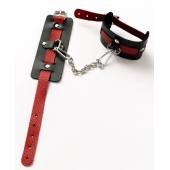 Черные оковы с красным декором и заклепками - Crazy Handmade - купить с доставкой в Волгограде