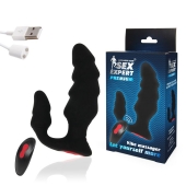 Черный анальный вибростимулятор с пультом ДУ - Sex Expert - в Волгограде купить с доставкой