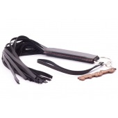 Черная кожаная плеть с удобной ручкой - 50 см. - Crazy Handmade - купить с доставкой в Волгограде