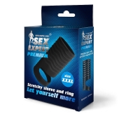 Черная открытая насадка на пенис с кольцом для мошонки XXXL-size - 9,9 см. - Sex Expert - в Волгограде купить с доставкой