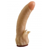 Телесная гелевая насадка-фаллос с клиторальными лепестками - 18,5 см. - LOVETOY (А-Полимер) - купить с доставкой в Волгограде