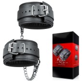 Черные кожаные оковы на цепочке с карабинами - Notabu - купить с доставкой в Волгограде