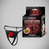 Черные кожаные универсальные трусики со штырьком для насадок и вырезом - Sitabella - купить с доставкой в Волгограде