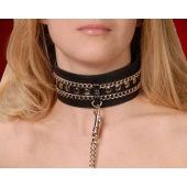Чёрный ошейник с цепочками и поводком - Sitabella - купить с доставкой в Волгограде